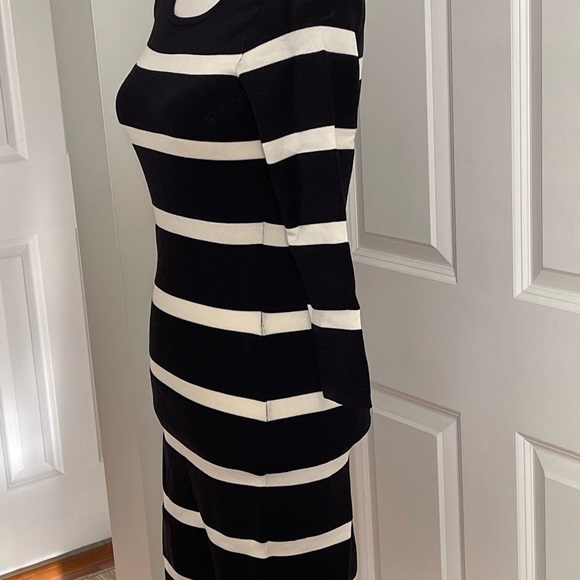 Mango Suit Striped Women White And Black knit Body Dress Size XS - Picture 2 of 16